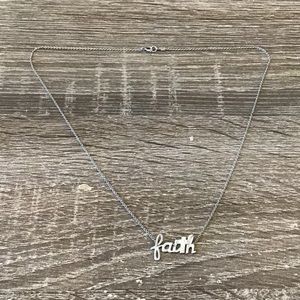 Sterling Silver Faith Script Spell Out Pendant Necklace Signed RL 17 1/2" Long